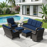 7 Piece Outdoor Wicker Patio Furniture Set, Outdoor Swivel Rocker Patio Chairs Set with Thickened Olefin Cushions - Photo 9