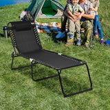GYMAX Tanning Chair, Extra High Lounge Chair with Removable Pillow, Detachable Side Pocket & Adjustable Backrest - Photo 8