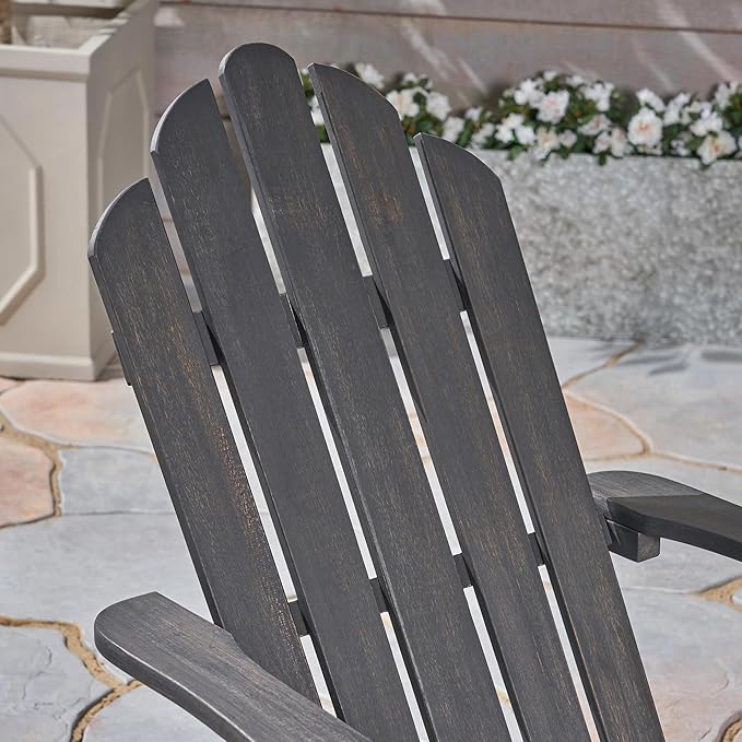 Christopher Knight Home Foldable Adirondack Chair Outdoor Acacia Wood Patio Chair with Slat Panel Design and Compact Folding Frame for Porch Backyard