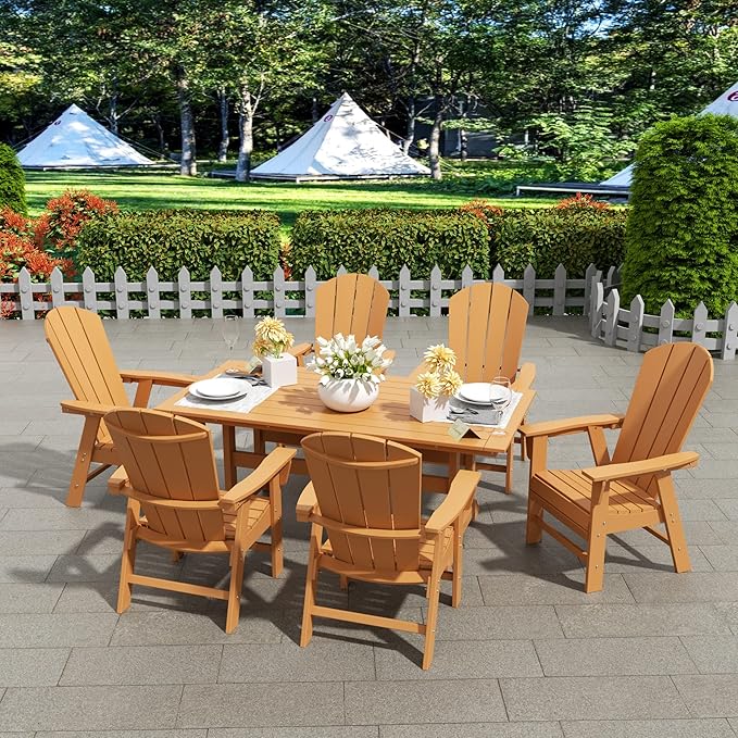 WestinTrends Malibu Outdoor Patio HDPE Plastic Adirondack Dining Chair Teak