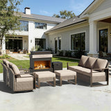 6 Pieces Metal Wicker Patio Furniture Set - 75" Sofa, Two Swivel Chairs and Two Ottomans - Photo 9