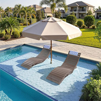 nalone Folding Pool Lounge Chair, HDPE Outdoor Pool Chaise Lounge with Pillow, Pre-Assembled Tanning Chairs with Wheels for Pool Beach Patio (1, Sand)