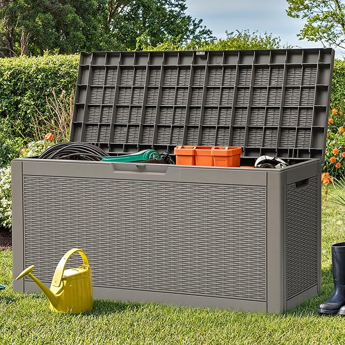 YITAHOME 60 Gallon Outdoor Storage Box, Large Water Resistant Resin Deck Box - Photo 7