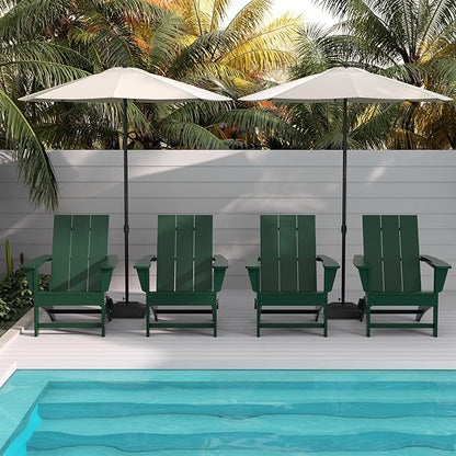 WestinTrends Ashore Modern Outdoor Folding Adirondack Chair (Set of 4), Dark Green