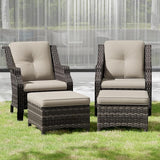 Wicker Patio Furniture Set - 4 Piece Rattan Outdoor Conversation Sets with 2 Wicker Patio Chairs, 2 Ottomans for Garden - Photo 1