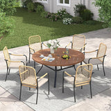VICLLAX 47.2" Round Patio Table with Umbrella Hole, All Weather Metal Outdoor Dining Table for 6 - Photo 6