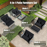 LDAILY Moccha Outdoor Daybed, Wicker Loveseat Sofa Set with 4-Postion Adjustable Backrest, Storage Ottoman, Cushions - Photo 5