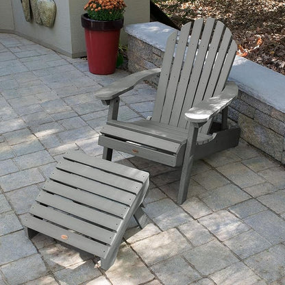 highwood AD-KITCHL1-CGE Hamilton Folding & Reclining Adirondack Chair with Ottoman, Coastal Teak