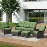 5 Piece Outdoor Wicker Patio Furniture Set, Patio Chairs Set with Thickened Olefin Cushions, High Back and Deep Seating - Photo 1