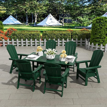 WestinTrends Malibu Outdoor Patio HDPE Plastic Adirondack Dining Chair Dark Green
