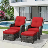 4 Piece Outdoor Wicker Patio Furniture Set, Patio Chairs Set with Thickened Olefin Cushions, High Back and Deep Seating - Photo 1