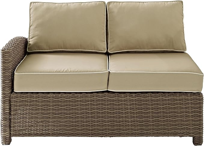 Crosley Furniture Bradenton Outdoor Sectional Left Side Loveseat, 2-Person Wicker Patio Couch for Deck - Photo 3