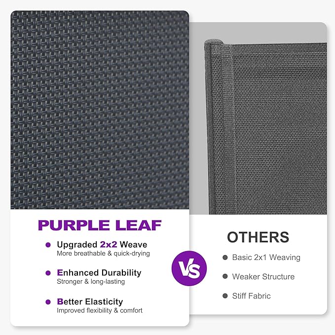 PURPLE LEAF Outdoor Chaise Lounge Set of 2 Plastic Pool Lounge Chair with Aluminum Frame Stackable Patio Tanningchairs for Poolside Sunbathing Beach Deck Yard, Dark Grey