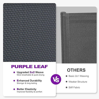 PURPLE LEAF Outdoor Chaise Lounge Set of 3 Plastic Pool Lounge Chair with Metal Side Table Patio Stackable Lounger Chair for Poolside Sunbathing Beach Deck Yard, Dark Grey