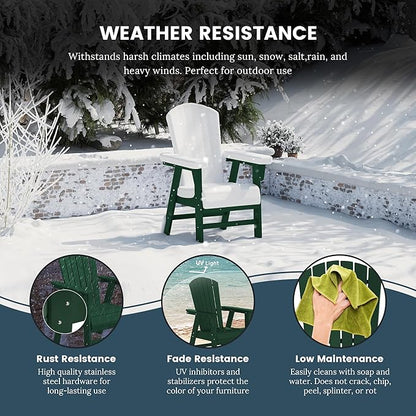 WO WESTIN OUTDOOR HDPE Altura Adirondack Dining Chair,Dark Green