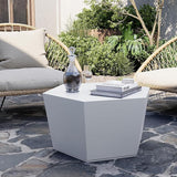 UPHA 28" Hexagon Outdoor Coffee Table, Modern Hollow Concrete Patio Table - Photo 6