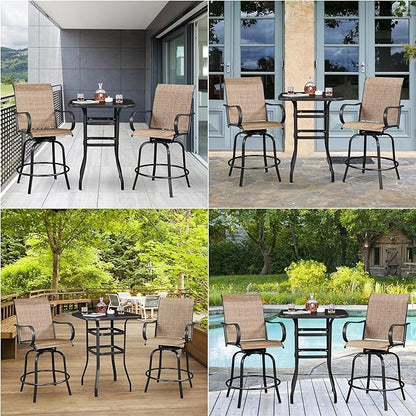 Yaheetech Patio Bar Table Tempered Glass, Height High Top Outdoor Pub Height Bistro Square Glass Side Table for Balcony Backyard Poolside, Black