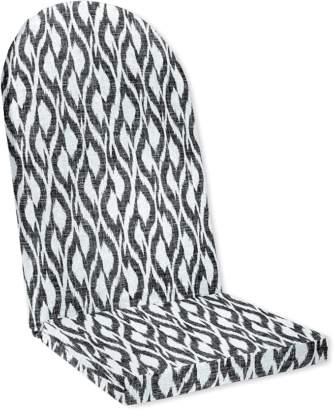 BrylaneHome Adirondack Chair Cushion - 44" L x 18" W x 2" H - Patio & Outdoor - Water, Stain & Fade Resistant - Black Ikat