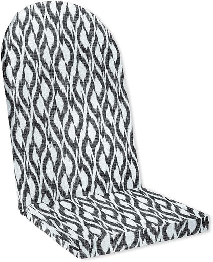 BrylaneHome Adirondack Chair Cushion - 44" L x 18" W x 2" H - Patio & Outdoor - Water, Stain & Fade Resistant - Black Ikat