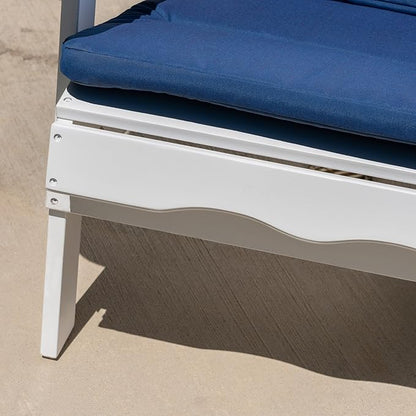 Christopher Knight Home 304626 Adirondack Chairs, Set of 2, White + Navy Blue