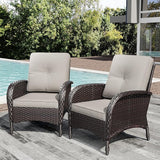 Joyside Wicker Patio Chairs Set of 2, Rattan Outdoor Furniture with Thickened Cushions, High Back, Deep Seating - Photo 1