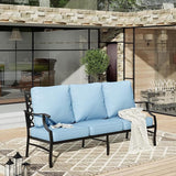 HERA'S HOUSE Patio Furniture Sofa, All-Weather Outdoor 3 Seats Couch - Photo 2