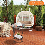 Outdoor Side Table Round Small Mosaic Patio Accent Indoor End Plant Coffee Tea Table for Yard Patio Porch Garden Living - Photo 4