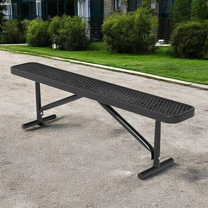 6 Feet Outdoor Benches, Black Heavy Duty Metal Park Bench for Outside, Weatherproof Dock Bench, 72" L Commercial Benches Backless Bench for Shopping Mall, Store, Lawn, Park, Patio, Deck, Garden