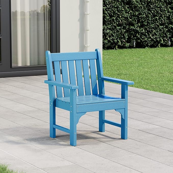 WestinTrends Malibu Outdoor Patio HDPE Adirondack Dining Arm Chair, Pacific Blue