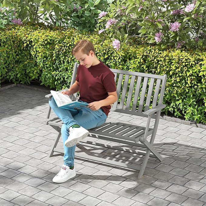 Folding Outdoor Patio Lounge Chairs Loveseat Seating Outdoor, Outdoor Garden Bench, Patio Porch Chair Furniture - Photo 2