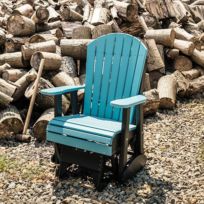 LuxCraft 2' Adirondack Glider Chair, Outdoor Patio Rocking Glider, Gliding Rocker for Outside (Brazilian Walnut) - Photo 7