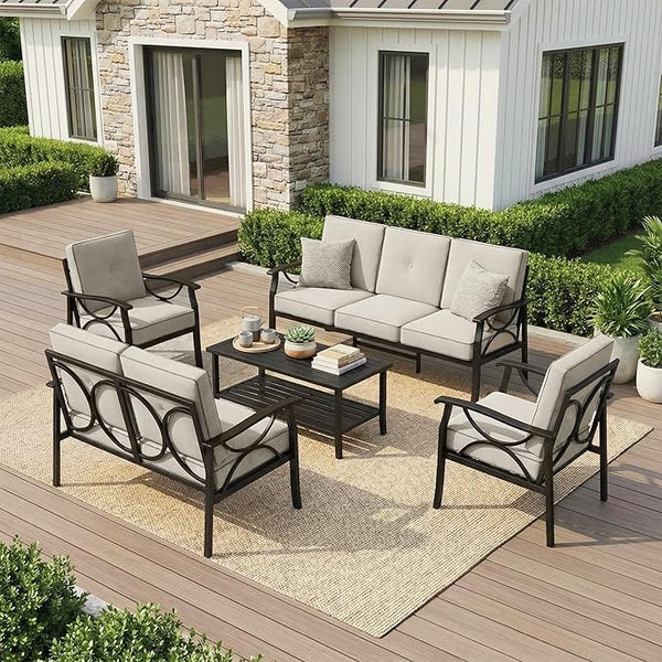 RoyalCraft Outdoor Patio Furniture Set, 7 Seats Outdoor Patio Set with 4" Thick Cushion - Photo 1