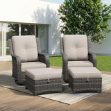 4 Piece Outdoor Wicker Patio Furniture Set, Outdoor Swivel Rocker Patio Chairs Set with Thickened Olefin Cushions - Photo 9