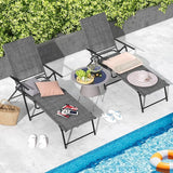 Tangkula Outdoor Lounge Chairs Set of 2, Patio Folding Chaise Recliner with 6-Level Backrest - Photo 2