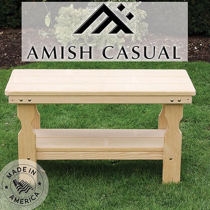 Amish Casual Heavy Duty Pressure Treated Wood Unfinished Outdoor Coffee Table - Crafted from Solid Pine by Amish - Photo 2