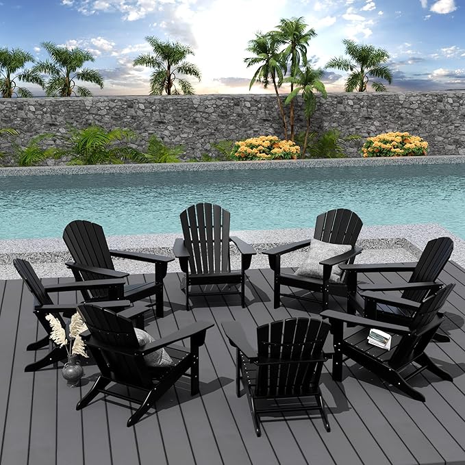 WestinTrends Dylan Outdoor Adirondack Chair (Set of 8), Black