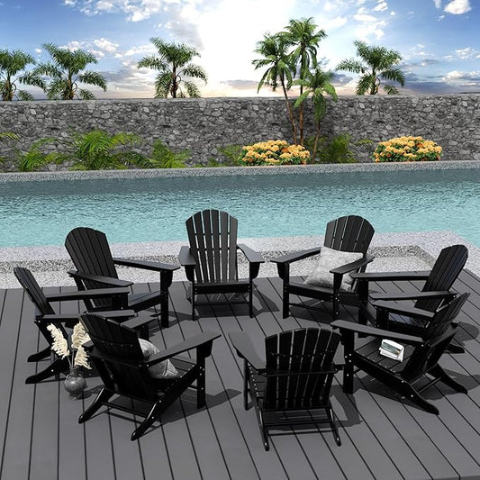 WestinTrends Dylan Outdoor Adirondack Chair (Set of 8), Black