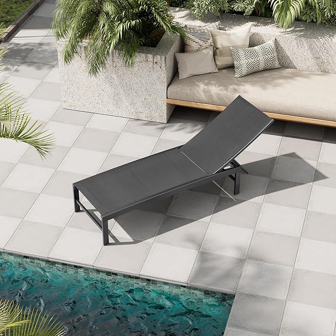 Crestlive Products Chaise Lounge Chair Outdoor, Adjustable 5 Positions Pool Tanning Recliner - Photo 7