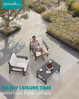 SERWALL HDPE Outdoor Couch, Grey Frame and Khaki Cushion - Photo 9