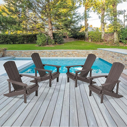 Adirondack Chairs, Plastic Adirondack Chairs Set of 4, All-Weather Resistant, Widely Used in Outdoor, Fire Pit, Deck, Outside, Garden