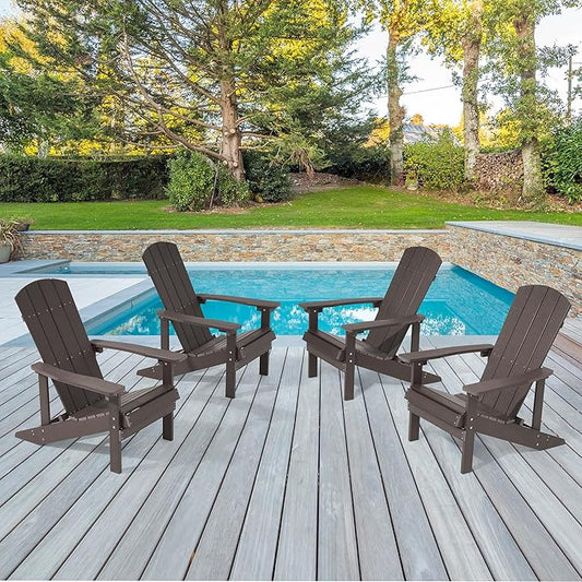 Adirondack Chairs, Plastic Adirondack Chairs Set of 4, All-Weather Resistant, Widely Used in Outdoor, Fire Pit, Deck, Outside, Garden