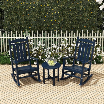 WO WESTIN OUTDOOR HDPE Laguna Classic Porch Rocking Chair (Set of 2), Navy Blue