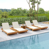 Merax Acacia Wood Chaise Lounge Chair Outdoor Set of 4 - Photo 1