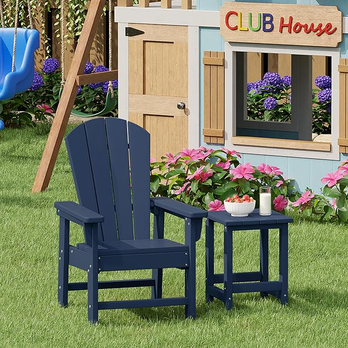 Costaelm Kids Outdoor Side Table, Small Patio HDPE Adirondack Square Table, Porch End Table for Outside Pool Garden - Photo 3
