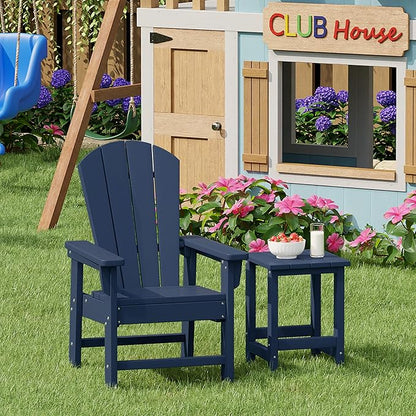 Costaelm Kids Outdoor Side Table, Small Patio HDPE Adirondack Square Table, Porch End Table for Outside Pool Garden, Navy Blue