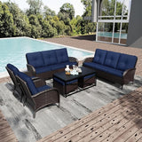 Joyside Wicker Patio Furniture Set, 7 Piece Outdoor Furniture Set with Thickened Cushions, High Back, Deep Seating - Photo 1