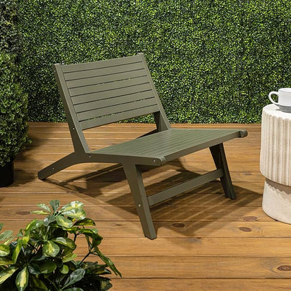 JONATHAN Y PAT2000D Leo Mid-Century Modern Wood Armless Outdoor Lounge Chair, Contemporary, Bohemian, Coastal, Transitional, Rustic, Olive Green