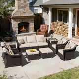 8 Pieces Patio Conversation Furniture Set - 1 Sofa, 2 Ottomans, 2 Armchairs, 2 Swivel Chairs, 1 Side Table - Photo 6