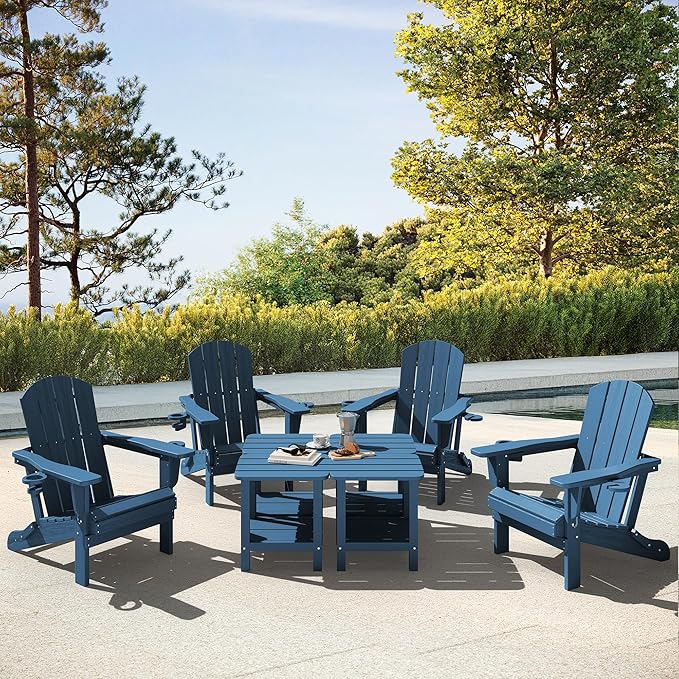 SERWALL Adirondack Table Set of 4, Outdoor Side Table- Blue - Photo 8