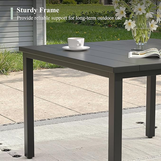 Outdoor Dining Table with Adjustable Umbrella Hole, 40.2" All-Weather Square Patio Dining Table for 4, Metal Patio Table for Garden Lawn Porch Deck Yard, Black